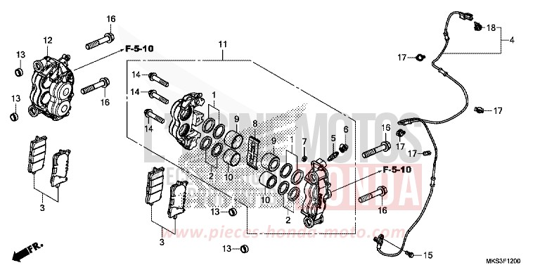 VORDERRAD-BREMSSATTEL von Africa Twin DCT GRAND PRIX RED (R380B) von 2020